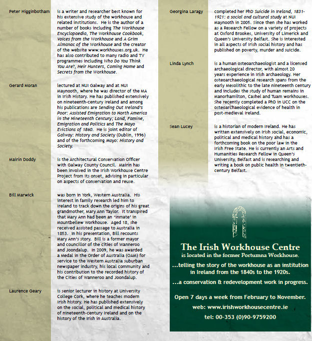 Irish Workhouse Conference Programme 2014