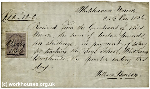 Workhouse Teacher's Salary Receipt
