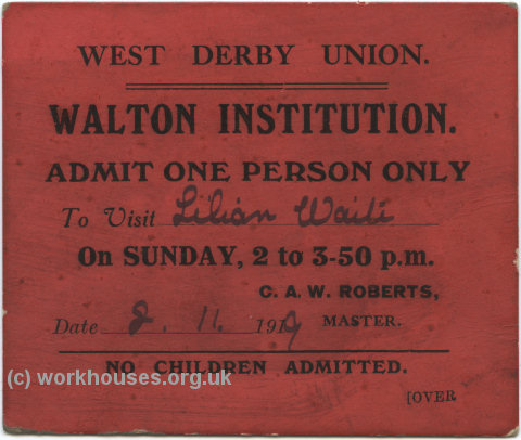 Workhouse Visiting Permit